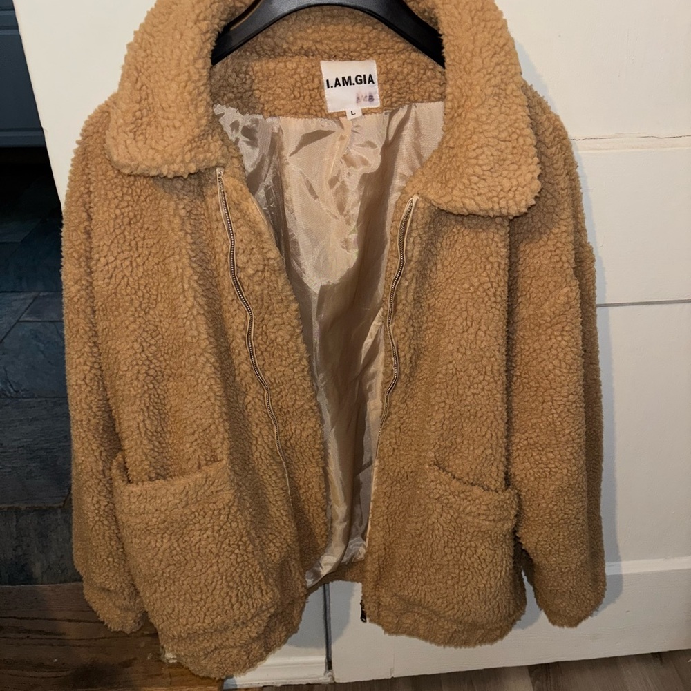 I AM GIA Teddy Coat - L - Camel